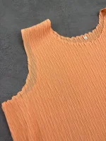 تاپ حریر پلیسه نارنجی - Image 2