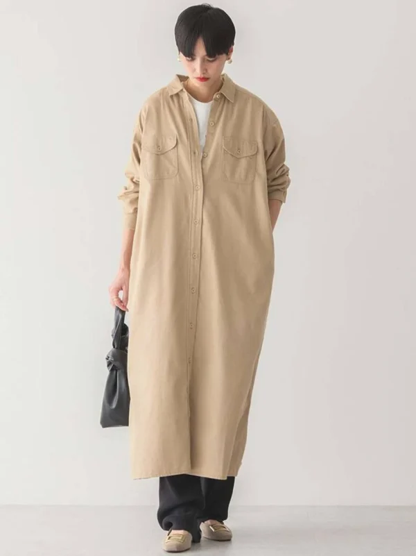 مانتو بلند tokyo کتانی کرمی american holic - Image 5