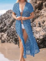 رومایویی آبی طرح گلدار کاپشه