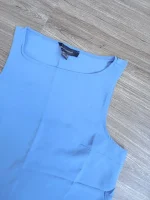 تاپ زنانه کرپ یقه گرد آبی - Image 2