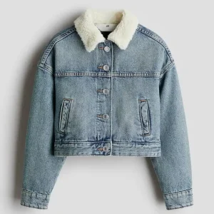 کت کراپ جین داخل آستردار بچگانه H&M