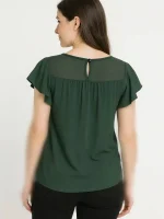شومیز طرح گیپور سبز مجلسی jdy - Image 2