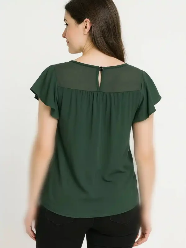 شومیز طرح گیپور سبز مجلسی jdy - Image 2