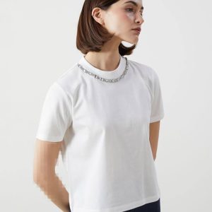 تیشرت یقه نگینی سفید lc wakiki