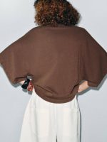 تیشرت اوور سایز مینیمال پانچوی قهوه ای کافی - Image 2