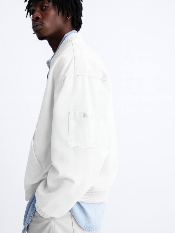 بامبر جکت مینیمال سفید ZARA - Image 2