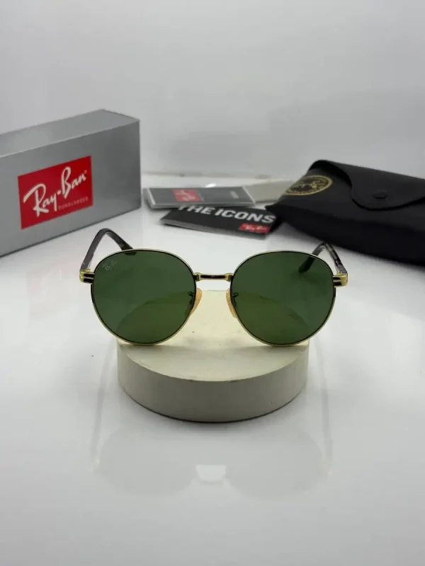 عینک rb-3691 فریم طلایی دسته هاوانا عدسی سبز - Image 2