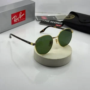 عینک rb-3691 فریم طلایی دسته هاوانا عدسی سبز