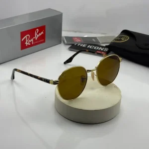 عینک rb-3691 rb-3691 فریم طلایی دسته هاوانا عدسی قهوه ای