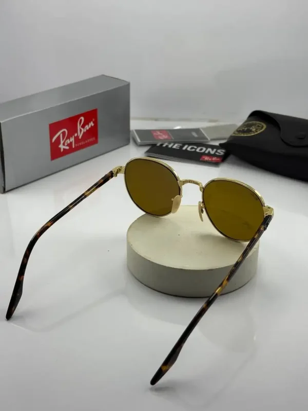 عینک rb-3691 rb-3691 فریم طلایی دسته هاوانا عدسی قهوه ای - Image 4