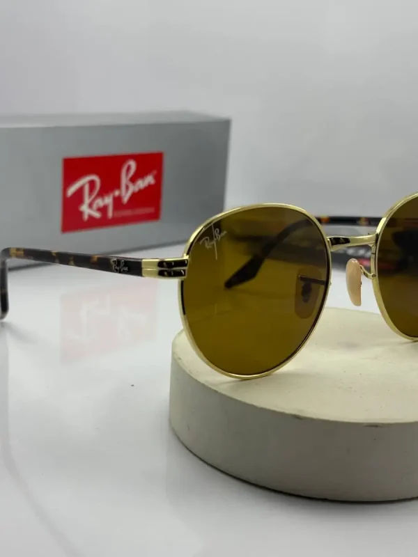عینک rb-3691 rb-3691 فریم طلایی دسته هاوانا عدسی قهوه ای - Image 3