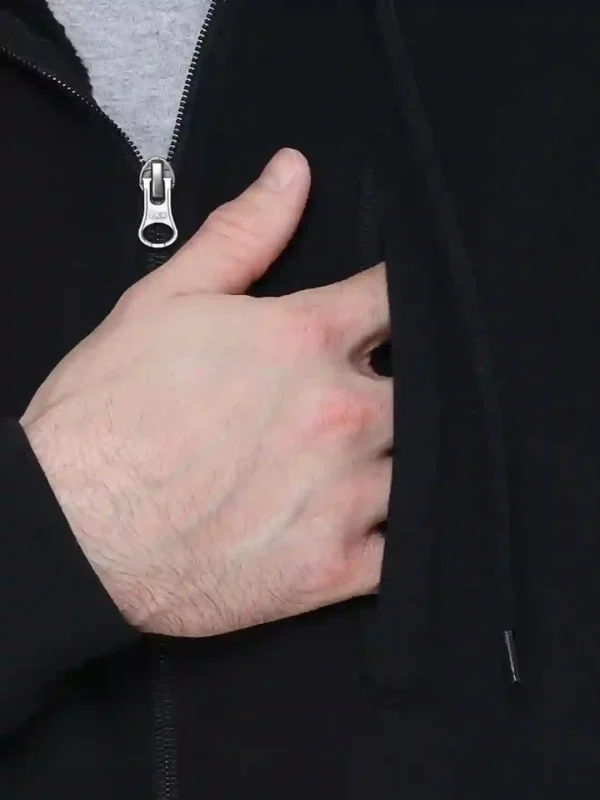 سویشرت  خزدار زیپ‌دار مشکی - Image 3