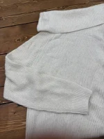 پلیور بافت یقه شل (Cowl Neck) زنانه کرم - Image 2