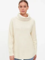 پلیور بافت یقه شل (Cowl Neck) زنانه کرم