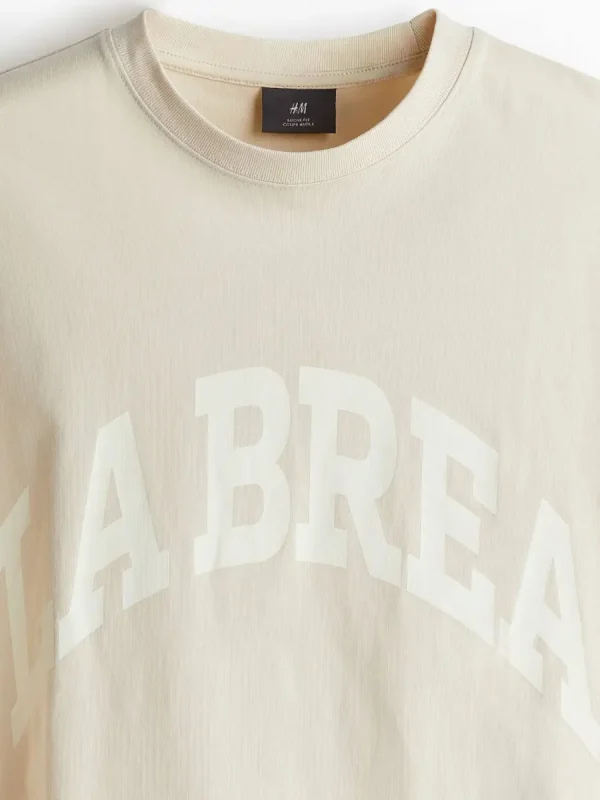 تیشرت اوورسایز LA BREA کرم - Image 2