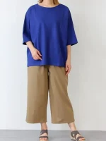 تیشرت پانچویی کره ای زنانه آبی - Image 4