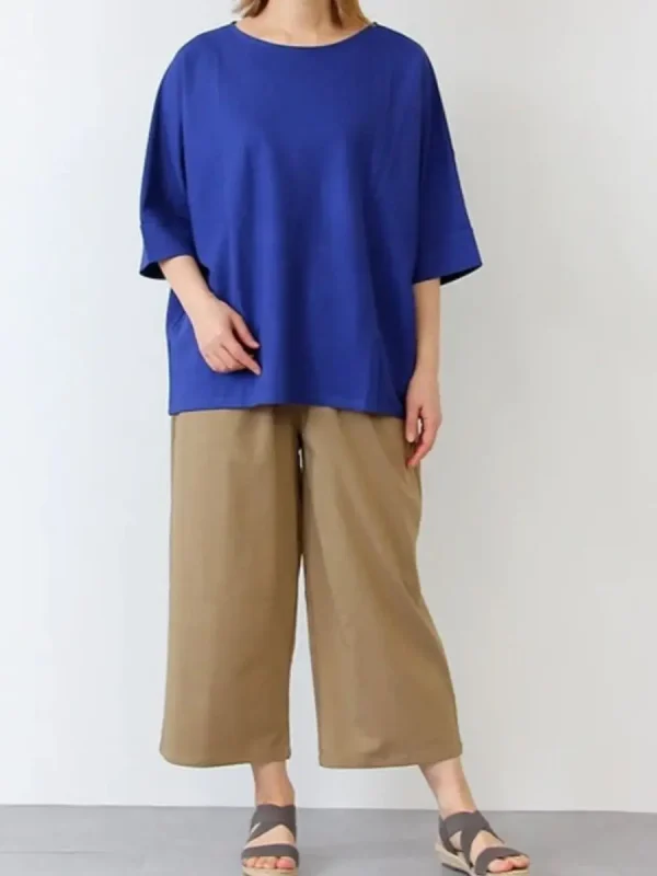 تیشرت پانچویی کره ای زنانه آبی - Image 4