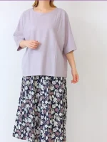 تیشرت پانچویی کره ای زنانه صورتی چرک - Image 2