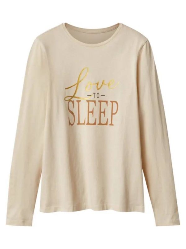 ست زنانه طرح Love to sleep کرم - Image 3