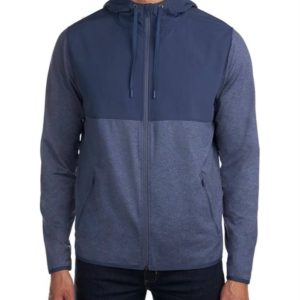 سویشرت زیپدار کلاهدار آبی نفتی ملانژ