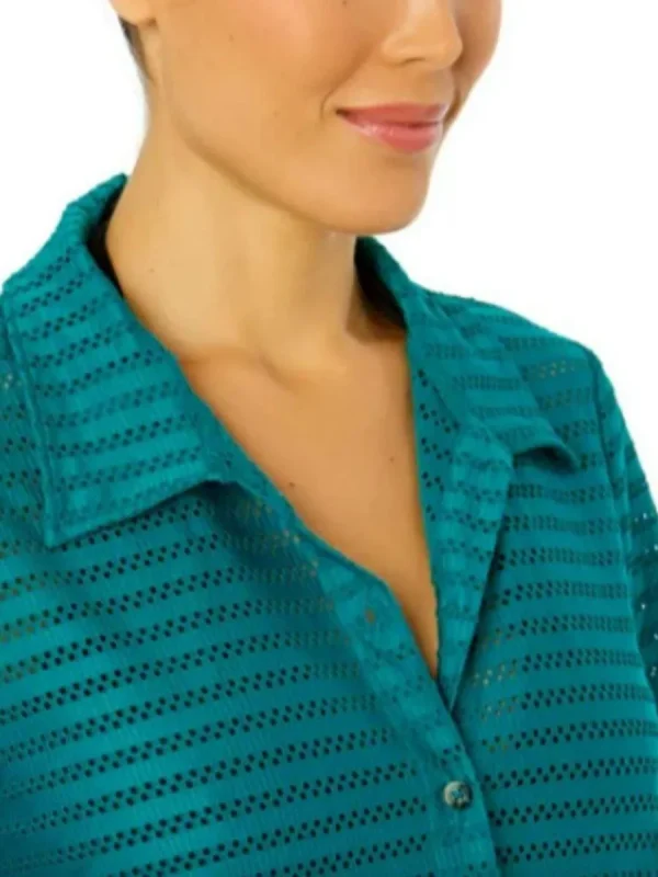 ست توری تابستانی زنانه سبز آبی - Image 3