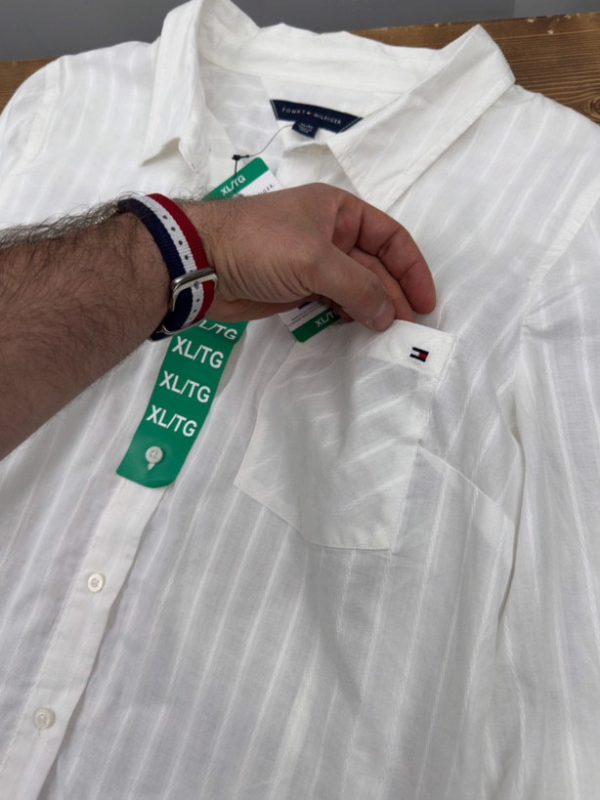 شومیز سفید کتان نازک تامی - Image 4