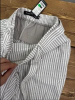 شلوار لینن راه راه نسکافه ای کمربندی - Image 3