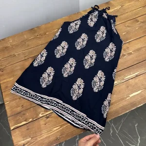 پیراهن زنانه ویسکوز سورمه ای آستردار