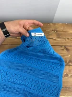 تیشرت قلاب بافی فیروزه ای کاپشی - Image 4