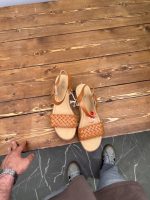 صندل کف تخته ای حصیری قهوه ای لژ دار آلما.نی - Image 4