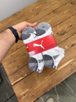 جوراب حرفه ای تنفسی پوما سفید لوگو طوسی پک ۶ جفتی - Image 2