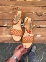 صندل کف تخته ای حصیری قهوه ای لژ دار آلما.نی