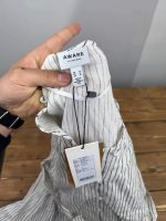 پیراهن لینن مانتویی کمربند دار راه راه دانمارکی - Image 4