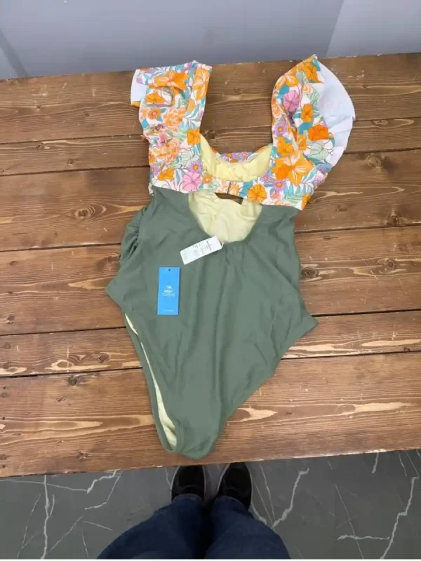 مایو یک‌تکه سبز نارنجی واقل کاپشی - Image 2