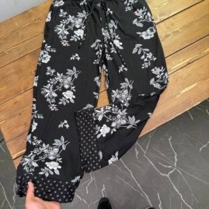شلوار خونگی مشکی فلورا