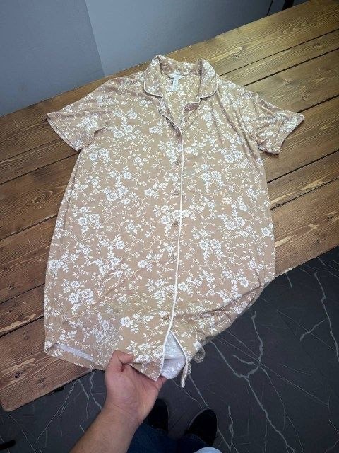 IMG_3444 پیراهن نسکافه ای طرحدار مارتا - Image 1