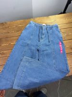 شلوار جین واید لگ کمرکشی آبی روشن پررنگ زارا - Image 4