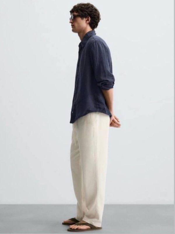 شلوار لینن کرم زارا - Image 4