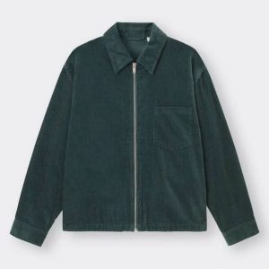 کت corduroy باکسی_سبز