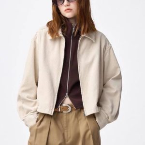 کت corduroy باکسی_کرم