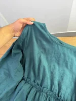 شومیز سبز آبی کمر چین دار - Image 2