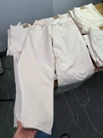شلوار جین کرمی اسلوچی دمپا گشاد موتل - Image 3