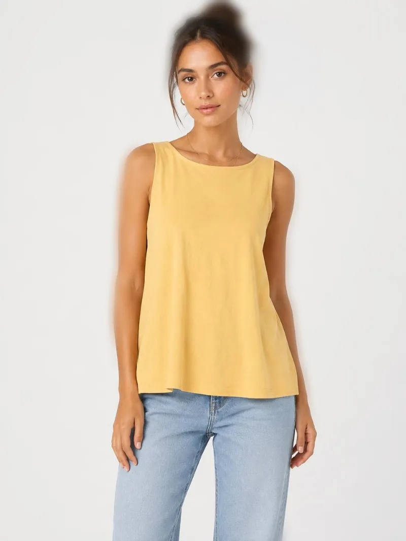 Basic Yellow Pastel Women's Top Primark Sleeve تاپ زنانه زرد پاستلی بیسیک بدون آستین پریمارک - تصویر 1