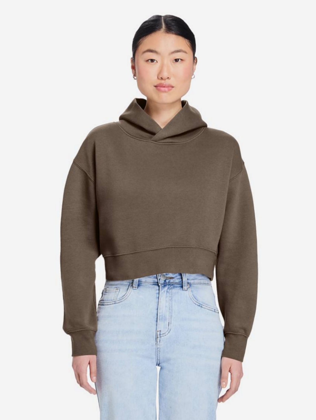 Brown cropped relaxed hoodie هودی کراپ ریلکس قهوه ایL/7 - Image 1