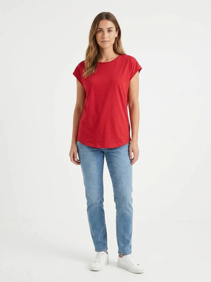 Celebs Red Kimono Sleeve Women's T-Shirt تیشرت زنانه سلبس قرمز مدل آستین کیمونو - Image 1