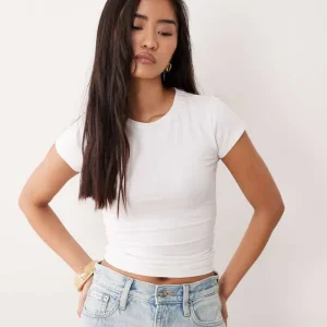 تیشرت کراپ سفید کاتن آن