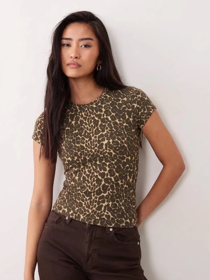 Cotton leopard trouser t-shirt تیشرت فیت پلنگی کاتن آن - تصویر 1