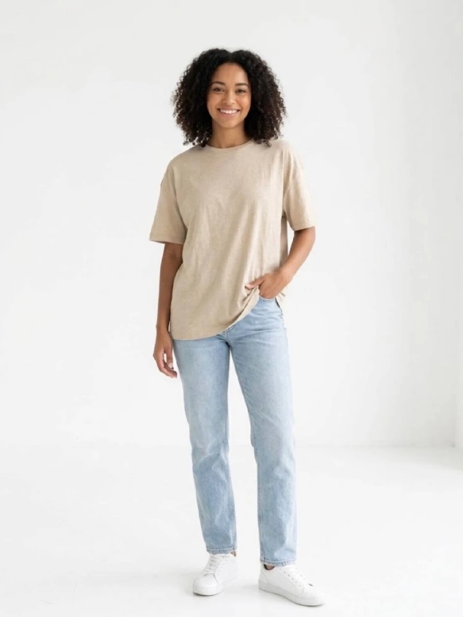 Minimalist Nude Melange Knit T-Shirt تیشرت مینیمال نود بافت ملانژ - تصویر 1