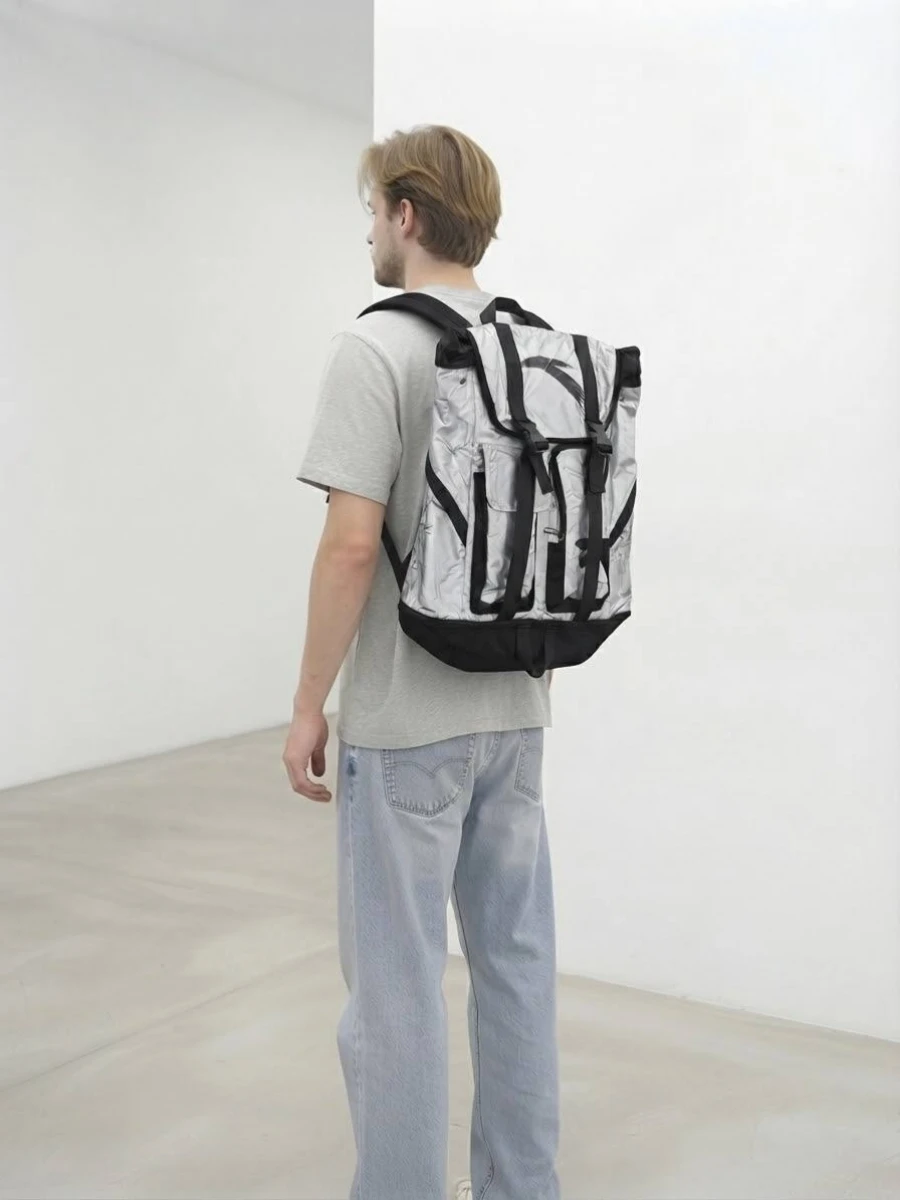 Modern Roll-top Backpack – Urban Silver Model کوله پشتی رولتاپ مدرن مدل Urban Silver - Image 1