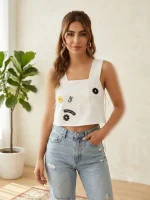 کراپ زنانه زارا سفید میمینمال